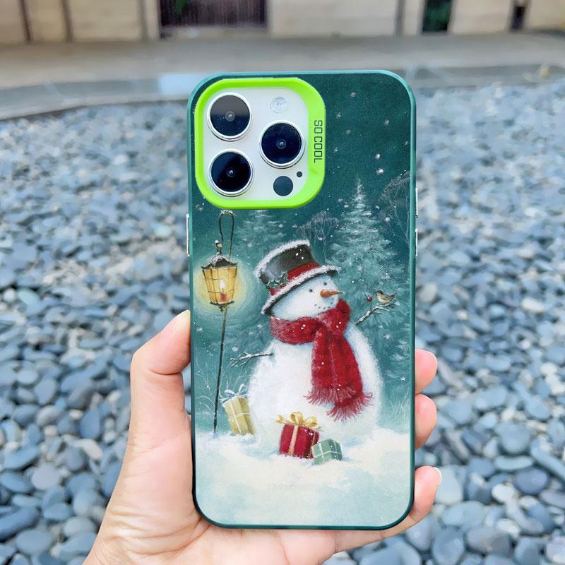 Christmas Snow Tree Phone Case For iPhone 16 Pro Max 15 14 13 12 11 Pro Max 13 Mini 15 14 Plus Shockproof Laser Back Cover Funda