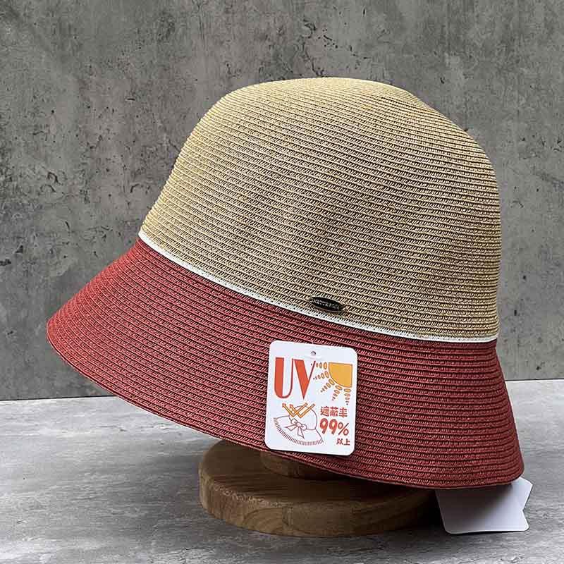 

Japanese Dome Color Matching Straw Hat Women S Summer Seaside Beach Vacation Travel Sunscreen Small Fresh Bucket Hat m (55-58cm) - adjustable for a smaller fit