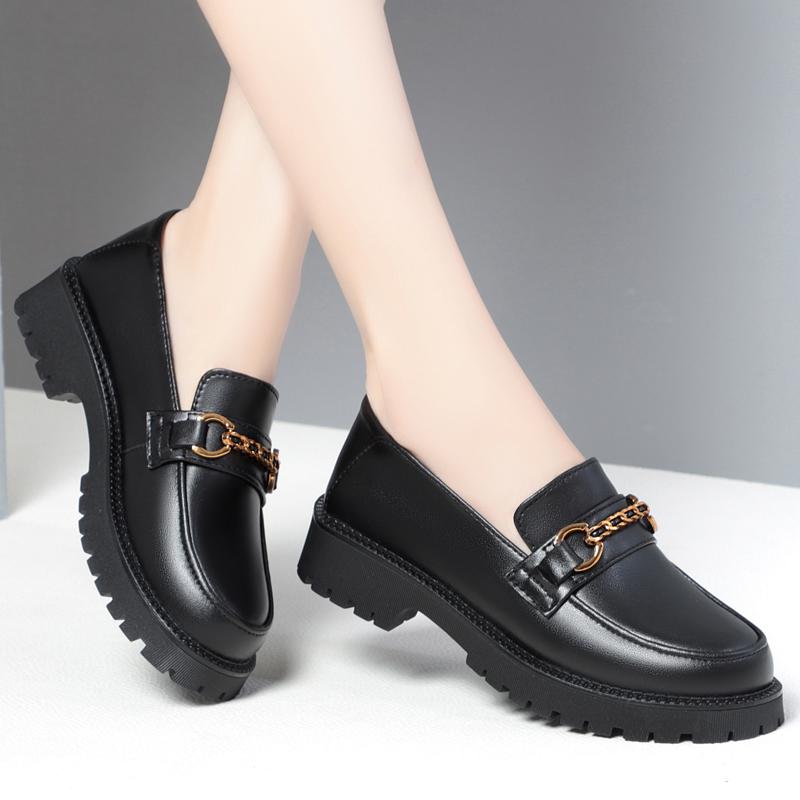 Chaussures Penny de printemps en cuir véritable pour femmes, mocassins à enfiler à plateforme pour étudiantes