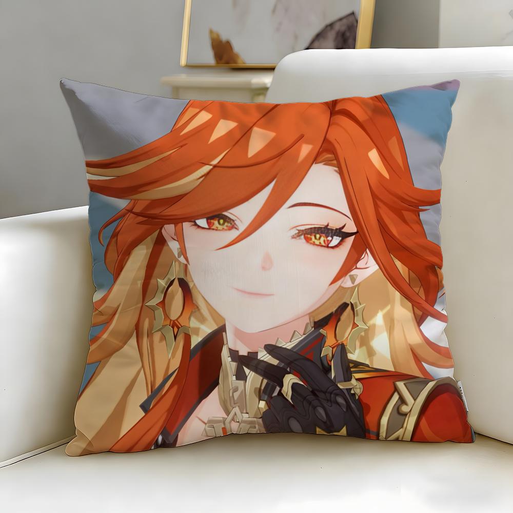 popular game character Mavuika Cushion Cover Soft & Easy-Wash Pillow Case – Versatile for Couch, Bed, Travel and Office