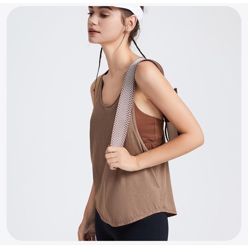 

Майка для фитнеса, женская майка, быстросохнущая, без рукавов, свободный топ для тренировок, жаккардовая дышащая футболка, одежда для йоги XL какао