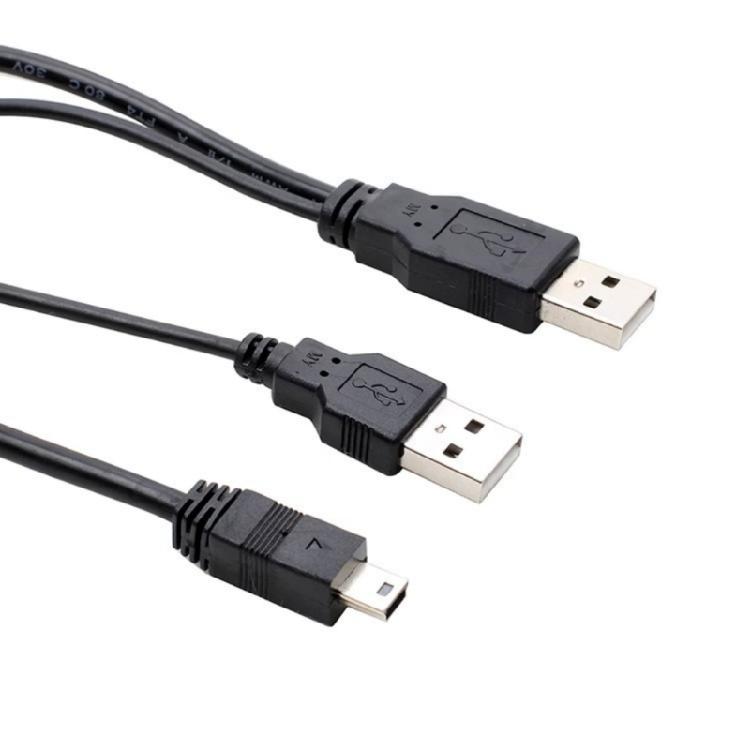 USB2.0 Y Cable Double USB A To Mini B Connectors For External HDD BluRay Power Supply HDD Date Cable PVC USB Y Cable