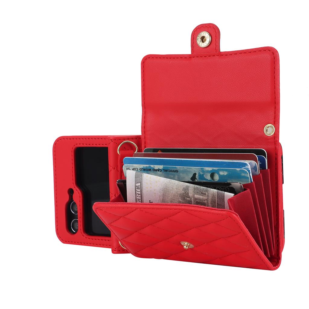 Crossbody Bag Fashion Leather Case For Samsung Galaxy Z Flip 7 FE 6 5 4 3 Flip7 Flip6 Flip5 5G Long Lanyard Wallet Card Cover