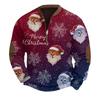 Mens Christmas Sweater Zip Up Sweatshirts Vintage Knit Graphic Sweatshirt Xmas Stand Collar Pullover
