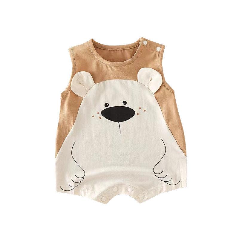 Super Cute Cartoon Newborn Summer Romper for Boys & Girls - Lightweight Wide Shoulder Onesie