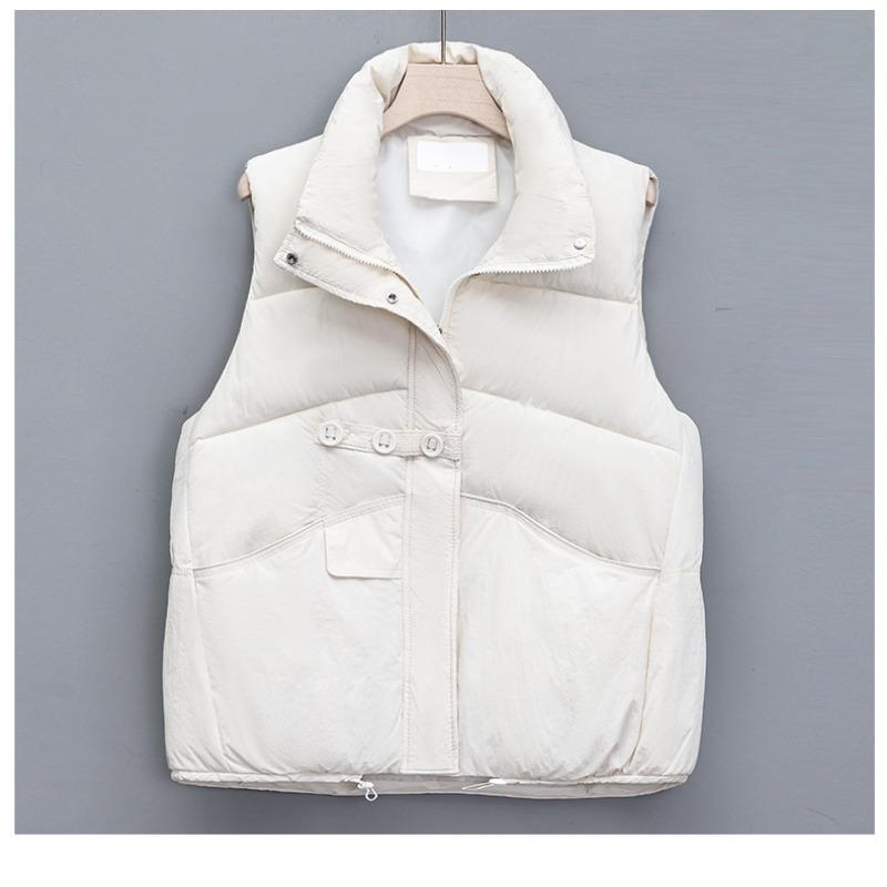 Three-button down cotton vest women's coat autumn and winter new stand-up collar cotton vest loose top