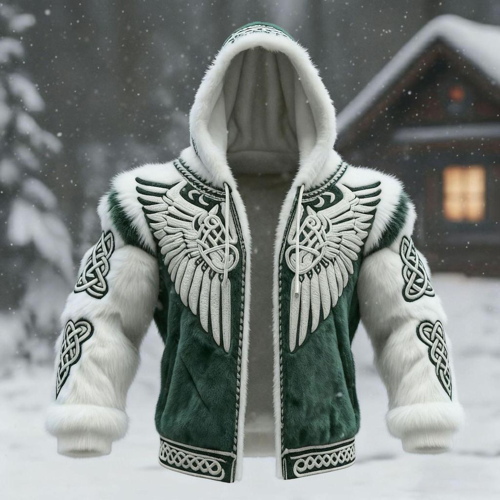 Men's 3D Print Flannel Hooded Zipper Cardigan: Winter Warm Fashion Sweatshirt