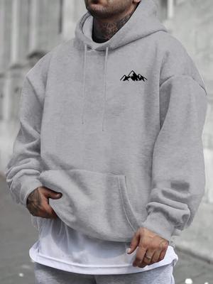 Heren Casual Roze Hoodie met Fleece Voering Stijlvolle Grafische Lange Mouw Regular Fit Casual Kleding Hoodie Voorkant Mix Hoodie