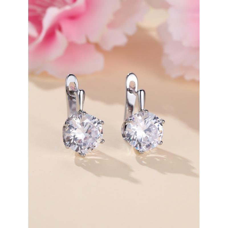 High quality white k white diamond large zircon ear buckle wedding engagement earrings women