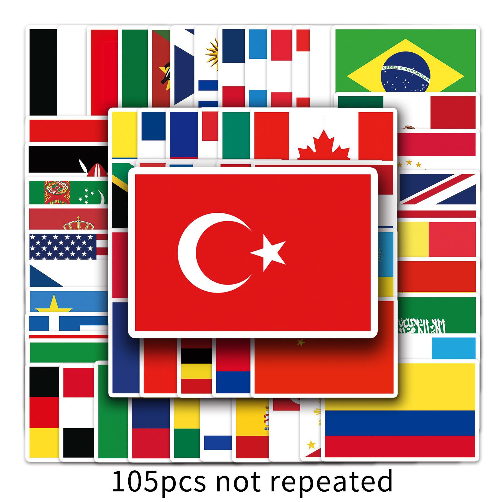 

105 неповторяющихся национальных флагов, наклейки с граффити для автомобилей, багаж, гитара, скутер, украшения компьютера, наклейки для мобильных телефонов