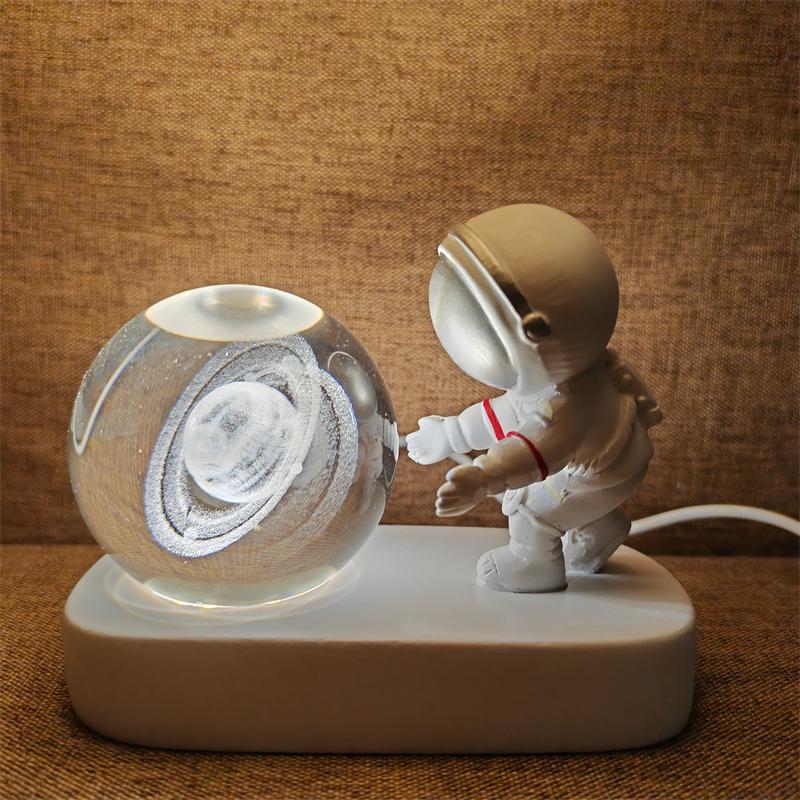 Astronaut Creativ 3D Minge de Cristal Led Lumină de noapte pentru Dormitor Copii Planetă Spațiu Lampă Sistem Solar USB Cadou de Crăciun pentru copii