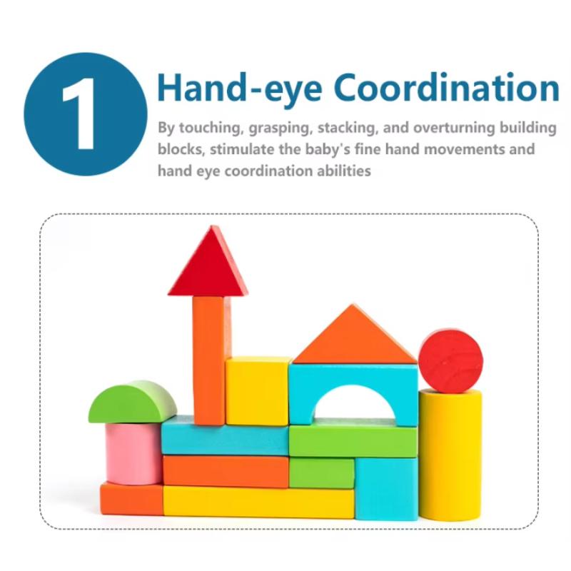 40-100PCS Colored Large Particle Building Blocks, Children's Wooden Toys, Early Education and Cognitive Enlightenment