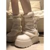 Wang Fan retro white platform snow boots winter warm and velvet non-slip Northeast cotton shoes