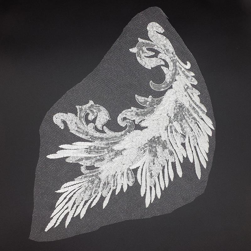 Embroidery Patches Sewing Accessories Feather Sequined Lace Craft Phoenix Tail DIY Sequins Patches