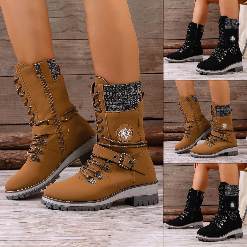 Large Size Fashionable Women's Shoes Winter Ladies High Top Boots With Belt Woolen Suede Boots for Women Knee High Wide Calf