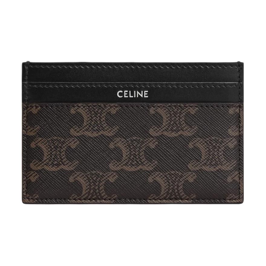 Celine Triomphe Logo Print Canvas Card Holder Medium Men Accessories Black Brown 10N762FGS-38SI Box(Basic Set+Box)