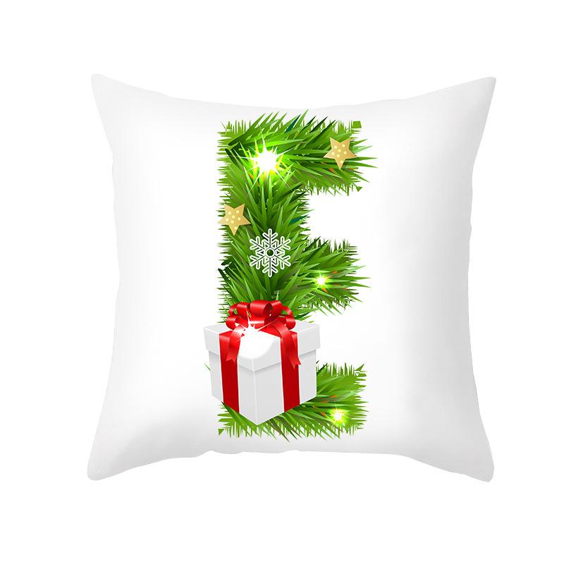 Christmas Pillow Cover Cartoon Green Letter Series Office Pillow Cover Printed Cushion Cover Cross-border
