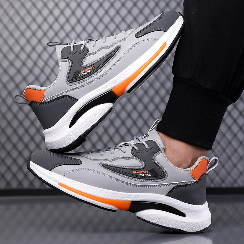Spring and Autumn 2026 New Style Fashionable Leather Breathable Sports Shoes for Men's Outdoor Casual Light Walking