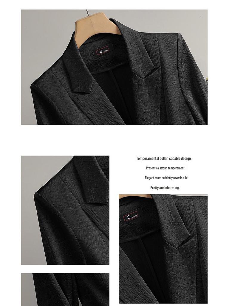 Zihong Women's Angola Red Seven-Sleeve Spring Blazer - High-End, Waist-Hugging Design