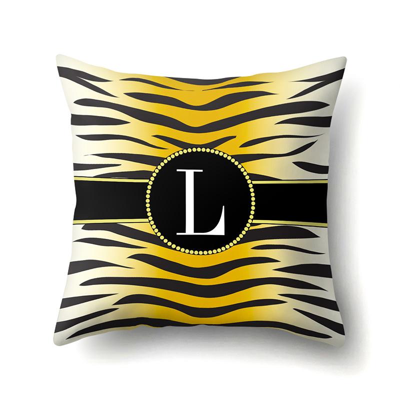 Polyester Pillow Case Leopard Print Decorative Home Bedside Cushion Cover 26 English Letter Printed Pillow Case