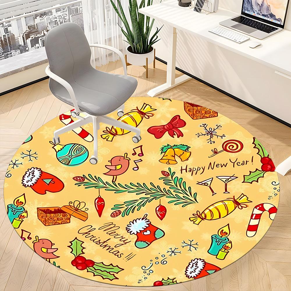 1pc Christmas Decorations Chair Carpet for Office Non Slip, Machine Washable Rug for Office, Room Holiday Decor for Christmas, Birthday Polyester