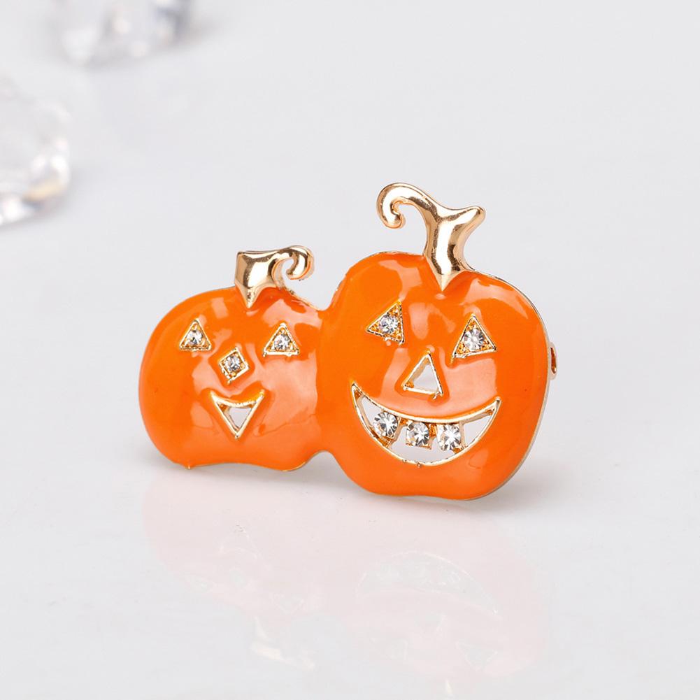 Halloween Fashion Women Cartoon Double Pumpkin Dripping Oil Alloy Brooch Perfect Wear Decoration