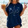 Fashion Women T Shirts Caffeine Molecule Print T-Shirt Tees Casual Tops Summer Female Clothing Coffee Drinker Women's T-shirt