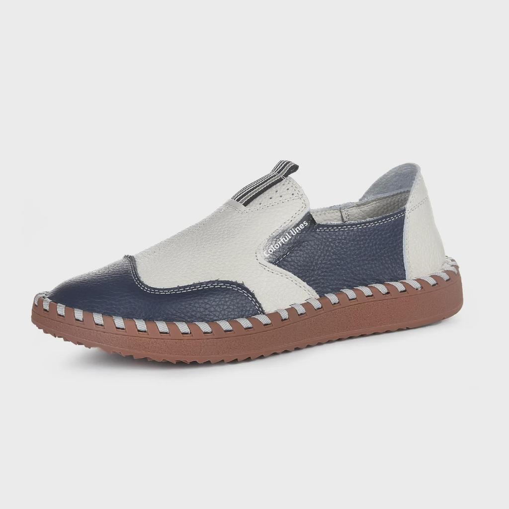 Men's Genuine Leather Slip-On Loafers: Soft-Soled, Non-Slip Driving Shoes for Spring & Autumn.
