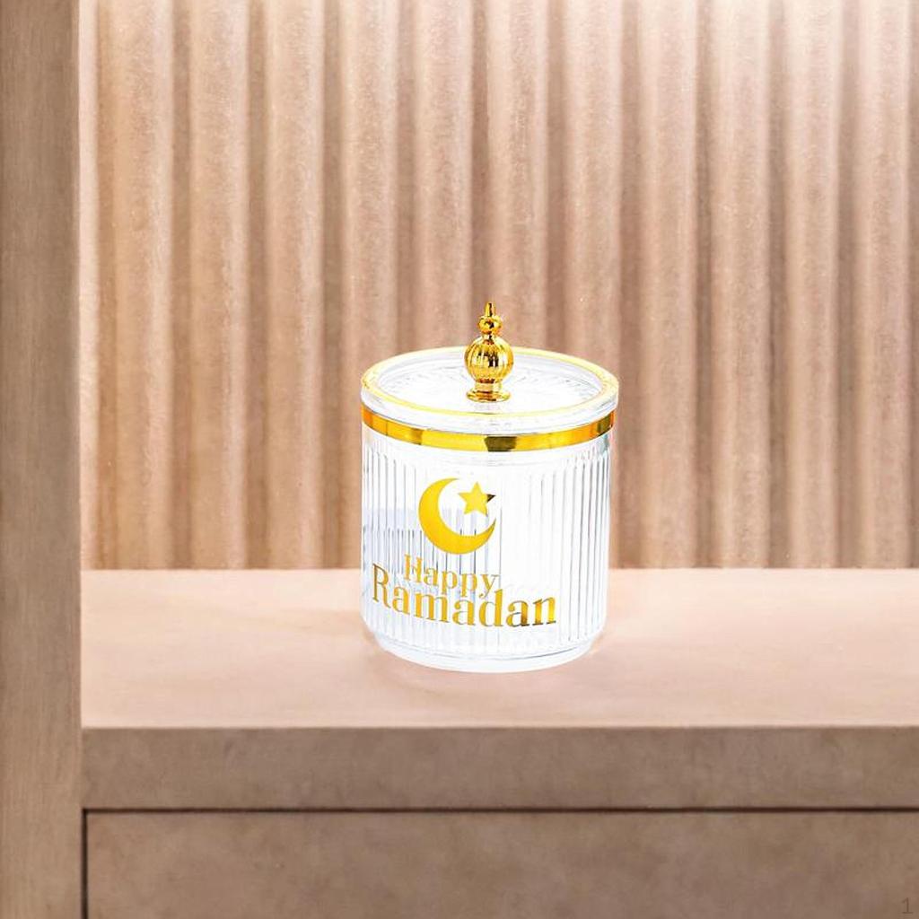 Eid Mubarak Candy Jar Food Organizer with Lid Multi-Purpose Storage Box