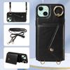 For iPhone 15 Series.for iPhone 15,15 Plus,15 Pro,15 Pro Max Shoulder Strap Rope Ring Bracket Design Card Holder Slots Lichee Pattern Cover Phone Case