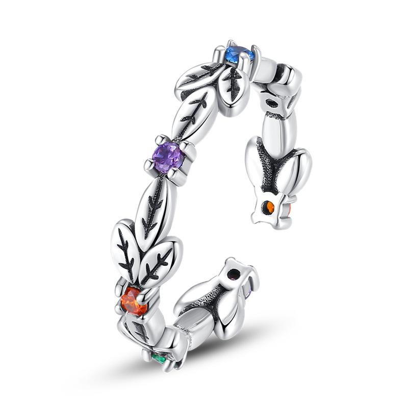 Real 925 Silver Plate Colorful Dragonfly Butterfly Cubic Zircon Rings For Women Wedding Engagement Birthday Jewelry Gift