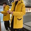 Anti-season clearance down jacket for men, winter medium and long thick warm trend tooling coat for men, Korean hooded