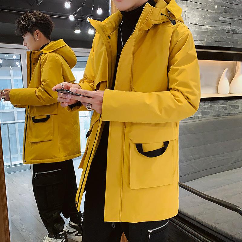 Anti-season Clearance Down Jacket for Men, Winter Medium and Long Thick Warm Trend Tooling Coat for Men, Korean Hooded