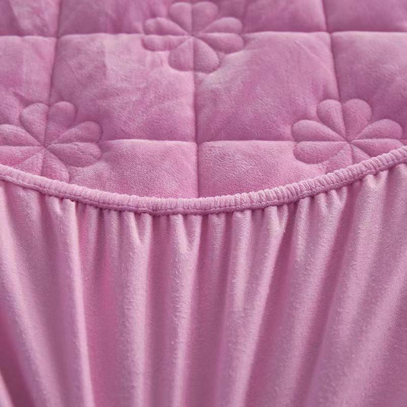 Jednokolorowy, królewski, rozmiar Queen, miękki, ciepły, aksamitny pokrowiec na materac, gruby, koralowy polar, pikowany, prześcieradło z dopasowaną gumką, nie zawiera poszewki na poduszkę