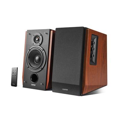 Edifier R1700BT Bluetooth Aktiv Højttaler 66W Forstærker Diskant og Træ Klassisk Rødbrun Reolhøjttaler/til PC/PS5/TV, Udgang, Indbygget - 0,75" 4"