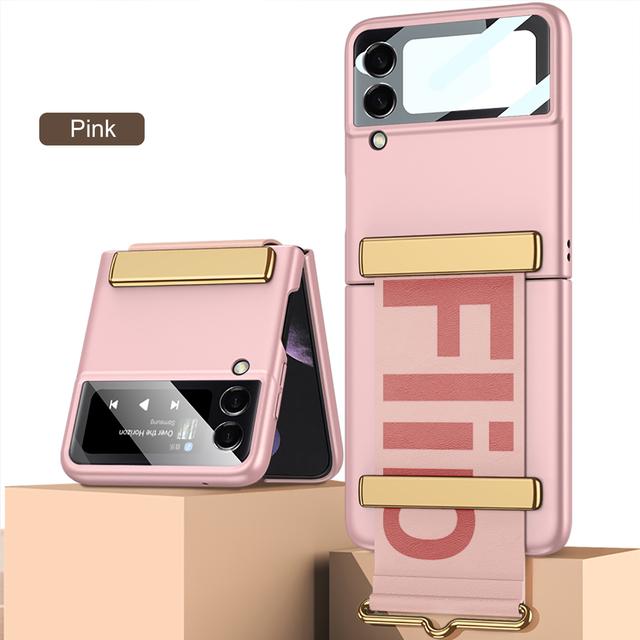 Nárazuvzdorné matné pouzdro Držák náramku pro Samsung Galaxy Z Flip 4 5g Pouzdro Stojan pro Samsung Z Flip4 Držák na zápěstí Pouzdro