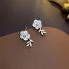 S925 Silver Needle White Camellia Stud Earrings - Simple, Trendy 2023 Design for Women