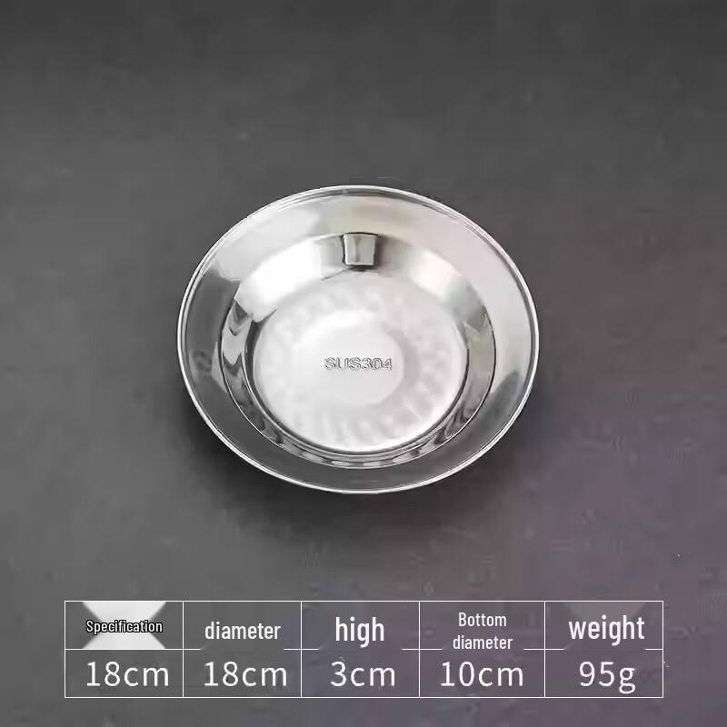 18cm 304 Stainless Steel Shallow Serving Plate