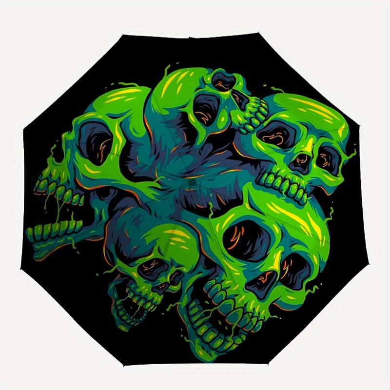 1pc Skull Stack Automatic Open/close Folding Umbrella, Compact Portable Travel Umbrella, Durable Construction yy250809069