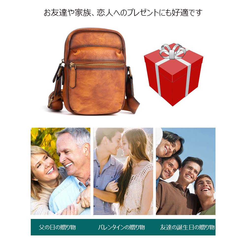 Whatna Tanned Natural Cowhide Leather Mini Shoulder Bag for Small Messenger Shoulder Vertical Fits iPad Horizontal Genuine Crossbody Bicycle 13640