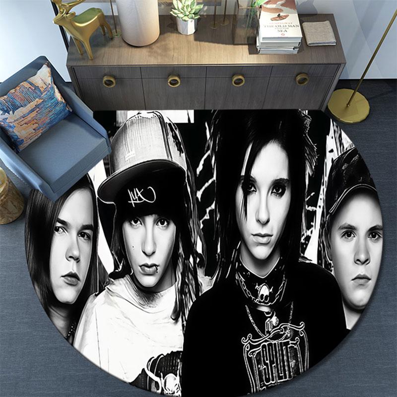 Tokio Hotel pattern round rug,Carpet Rug for Living Room Bedroom Playroom ,Non-slip Floor Mat,Holiday Gifts and Birthday Gifts.