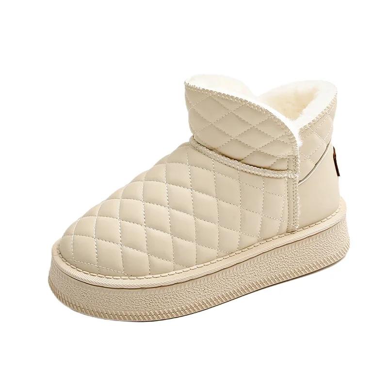 Neue Winter Dick Plüsch Warme Schneestiefel Damen Slipper Flache Absätze Baumwollschuhe Frau Rutschfest Wasserdicht Stiefeletten Weiblich