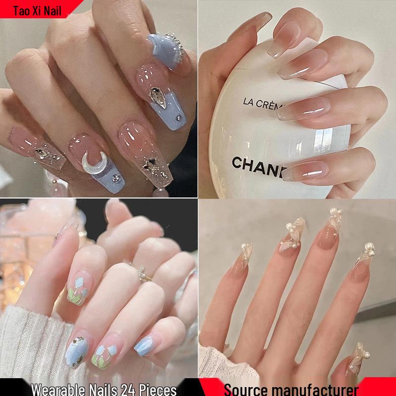 Handmade Wearable Jelly Detachable Nail Art with Blush Temperament