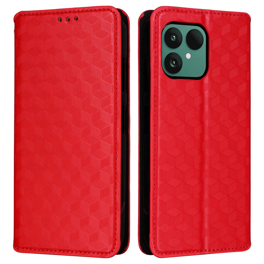 For Fairphone 6 Case Wallet Rhombus Imprinted Leather Phone Cover