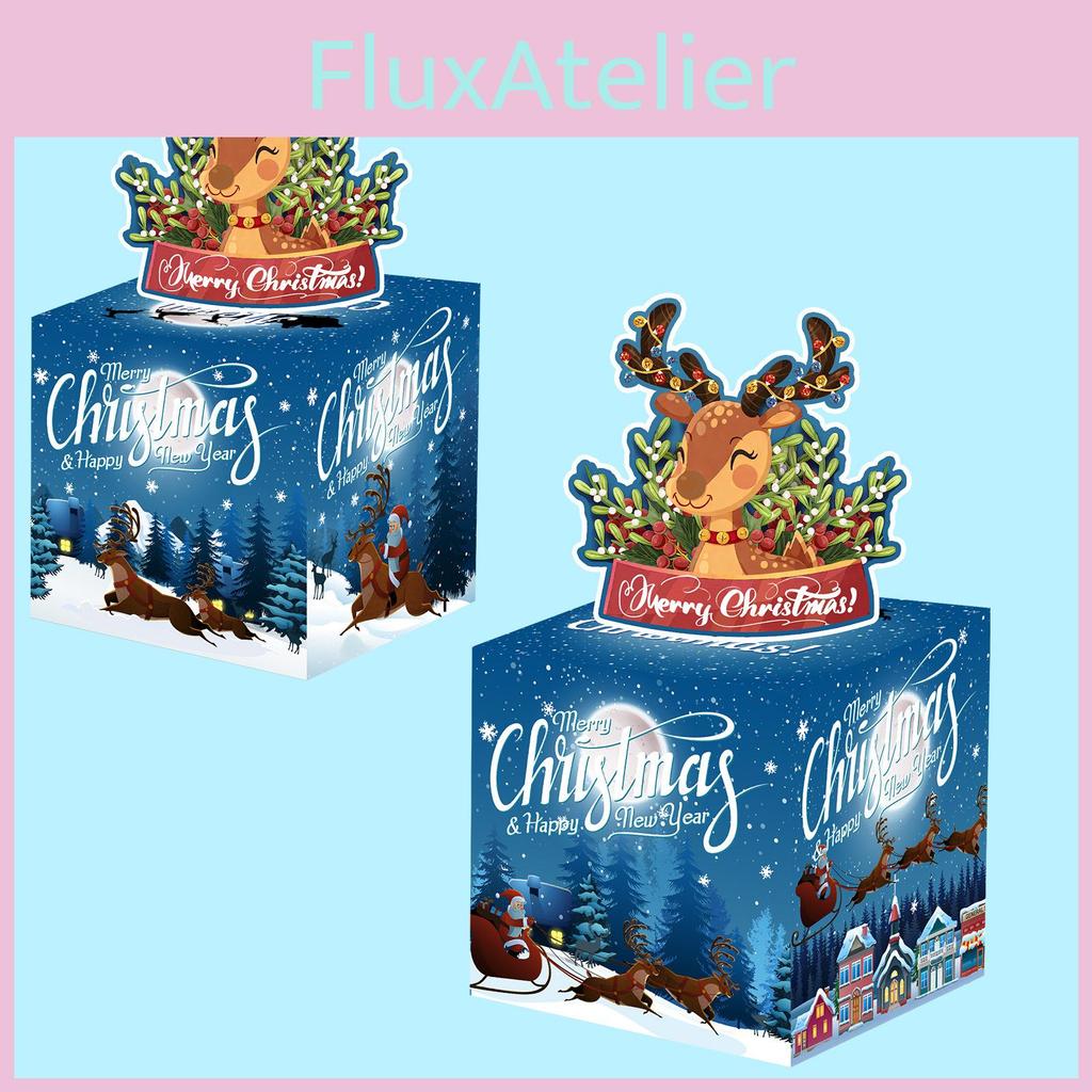 Weihnachts-Feiertags-Geschenkbox mit Rentier-Illustration und Karton für saisonale Verpackung