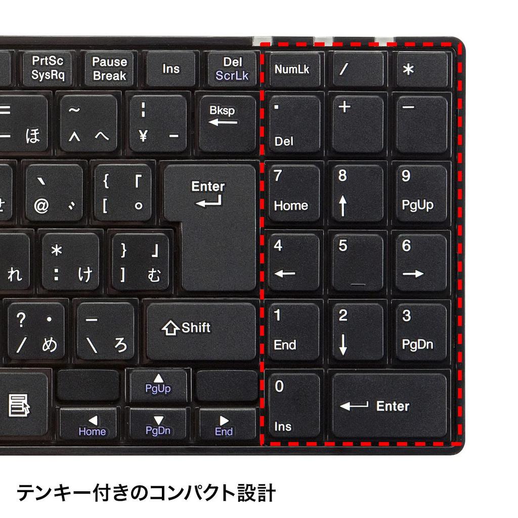 Sanwa Supply USB Slim Keyboard with Pantograph and Numeric Keypad, Black, SKB-SL17BKN