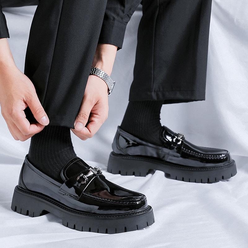 Men's Round Toe Patent Leather Shoes for Business, Formal, and Wedding.