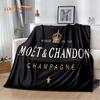 Champagner Moet &; Chandon-Decke, Flanelldecke, Überwurf, warme Decke für Zuhause, Wohnzimmer, Schlafzimmer, Betten, Sofa, Büro, Geschenke