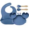 Crab-Themed Silicone Tableware Set: 9-Piece Baby Feeding Kit with Meal Plate, Bowl, Spoon, and Fork