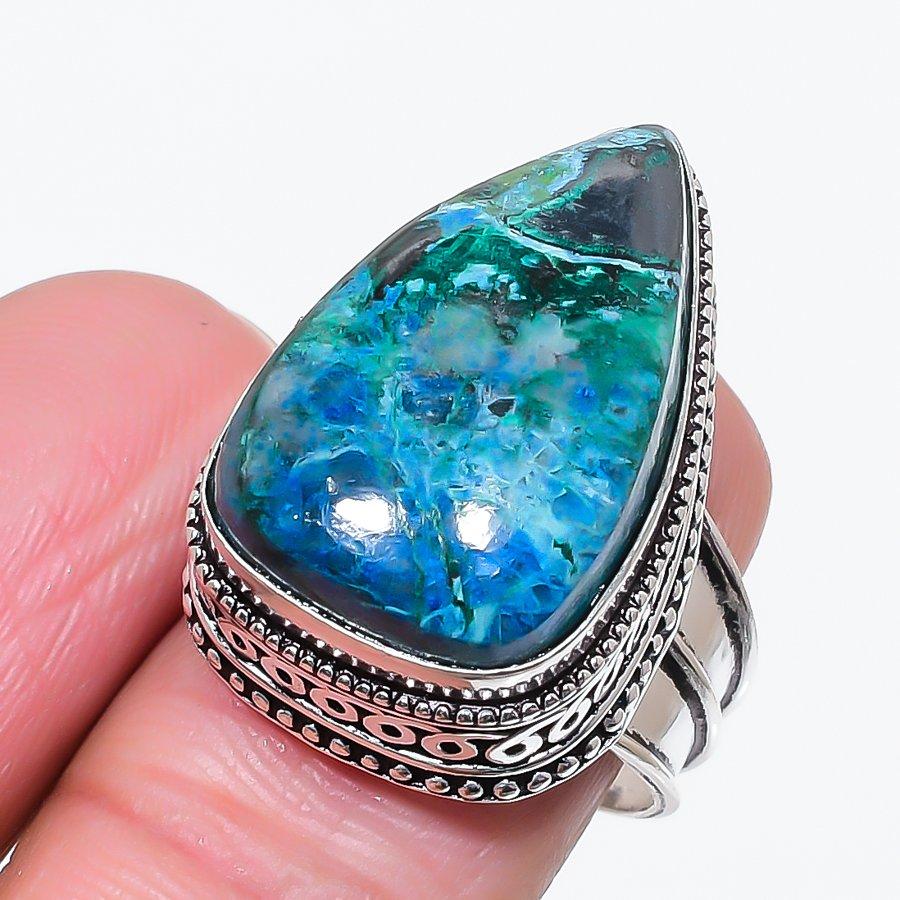 

Натуральный Хризоколла Драгоценный камень 925 Стерлинговое серебро Ювелирное кольцо Размер 8 j2G64